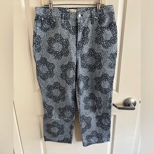 Madewell NWT Baggy Straight Jeans in Quilted Floral Classic Indigo Blue Size 31